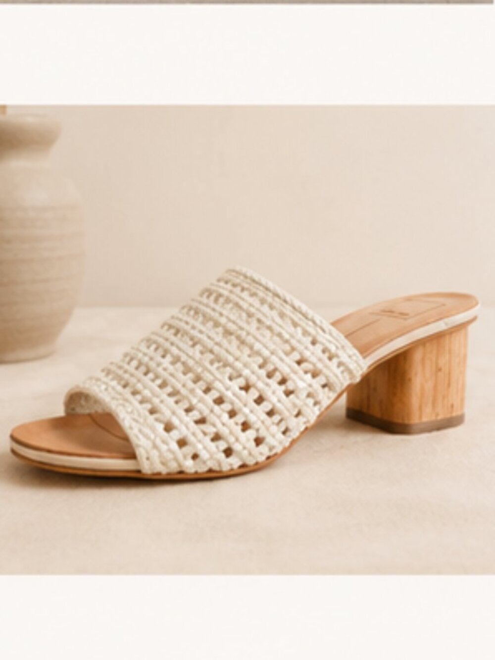 Dolce Vita Cream Woven Block Heel Sandal